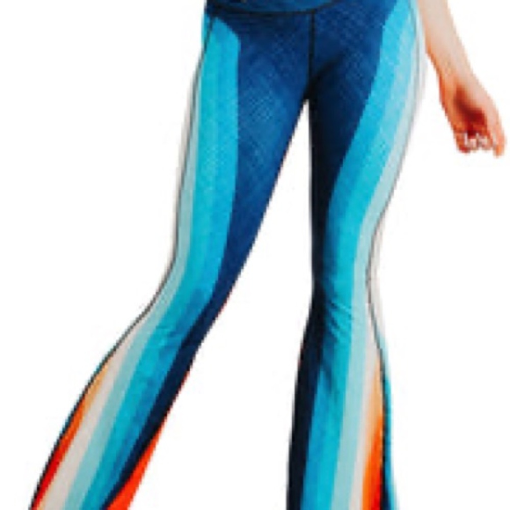Yoga Democracy Retro Rainbow Printed Bell Bottoms